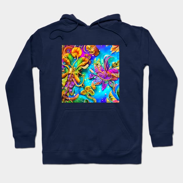 Whimsical Tropical Flowers Hoodie by AnnieDreams